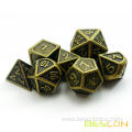 Ancient Brass Solid Metal Polyhedral D&D Dice Set